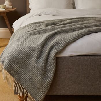 Waffle Wool Throw In Charcoal, 2 of 4