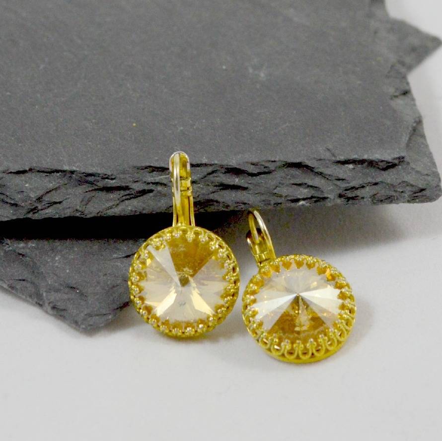 Gold Swarovski Rivoli Drop Earrings By Ps With Love ...