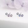 Sterling Silver Tiny Purple Opal Trio Stud Earrings, thumbnail 1 of 12