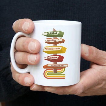 Retro Sixties Signpost Personalised Mug Gift For Him, 2 of 3