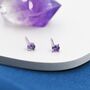 Sterling Silver Natural Amethyst Tiny Stud Earrings, thumbnail 4 of 9