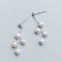 Sterling Silver Pearl Scatter Dangle Stud Earrings, thumbnail 1 of 3