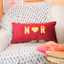 Personalised Initials Heart Velvet Cushion Couples Gift, thumbnail 2 of 5