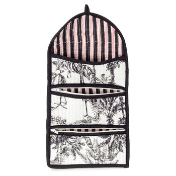 Serendipity Cotton Jewellery Roll Black / White Crane, 5 of 5
