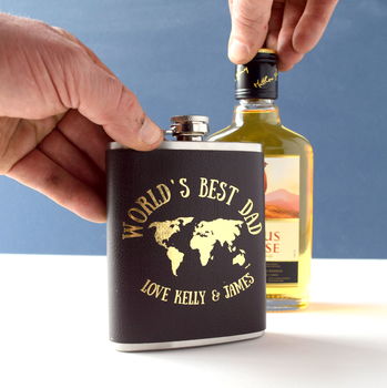 Personalised World's Best Dad Hip Flask, 2 of 5