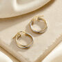 Interlinking Mixed 9ct Gold Hoop Creole Earrings, thumbnail 2 of 4