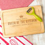 Personalised Queen Of The Kitchen Wooden Chopping Board, thumbnail 3 of 8