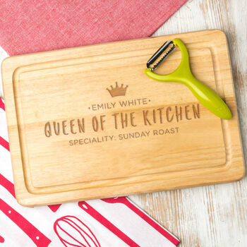 Personalised Queen Of The Kitchen Wooden Chopping Board, 3 of 8