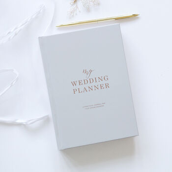 Wedding Planner Book Light Grey With Rose Gold Foil, 10 of 12