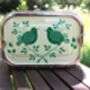 Hand Painted Rectangle Bento Box 'Garden Birds', thumbnail 6 of 7