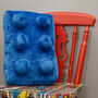 Retro Building Brick Shape Cushion Blue, thumbnail 2 of 2
