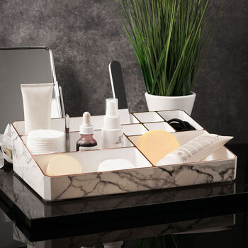 White And Gold Marble Make Up Organiser Tray, 2 of 6