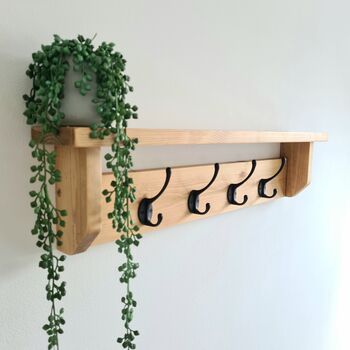 Wooden Coat Rack With Hanging Hooks And Shelf, 2 of 11