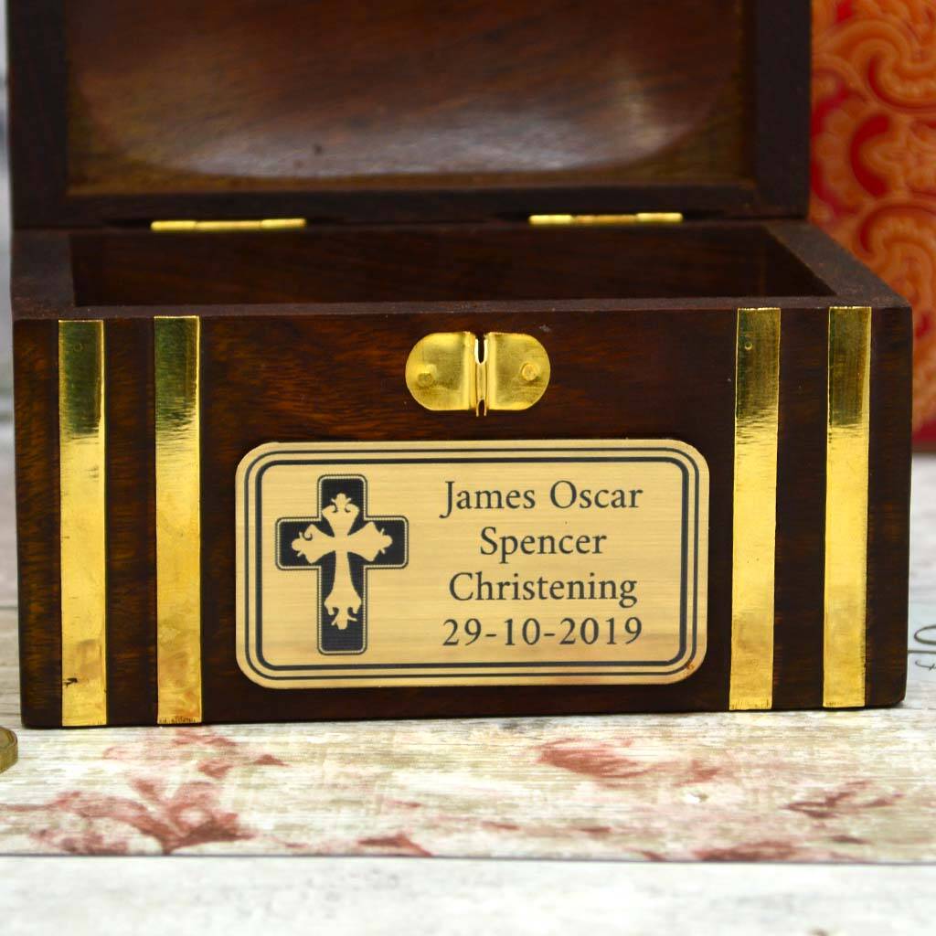 Personalised Engraved Christening Money Box By