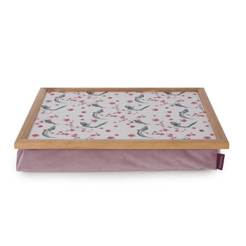 Pink Blush Velvet Lap Tray With Wool Filled Base, 3 of 6