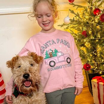 Personalised Children's Santa Paws Christmas Jumper, 2 of 12