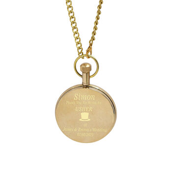 Custom Groomsmen Pocket Watch With Wood And Leather Presentation Case, 8 of 12