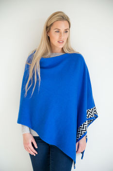 Electric Blue Lambswool Knitted Poncho, 6 of 8