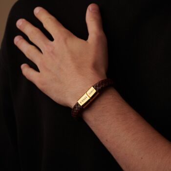 Personalised Brown Leather Bracelet Mens Gift Ideas, 8 of 12