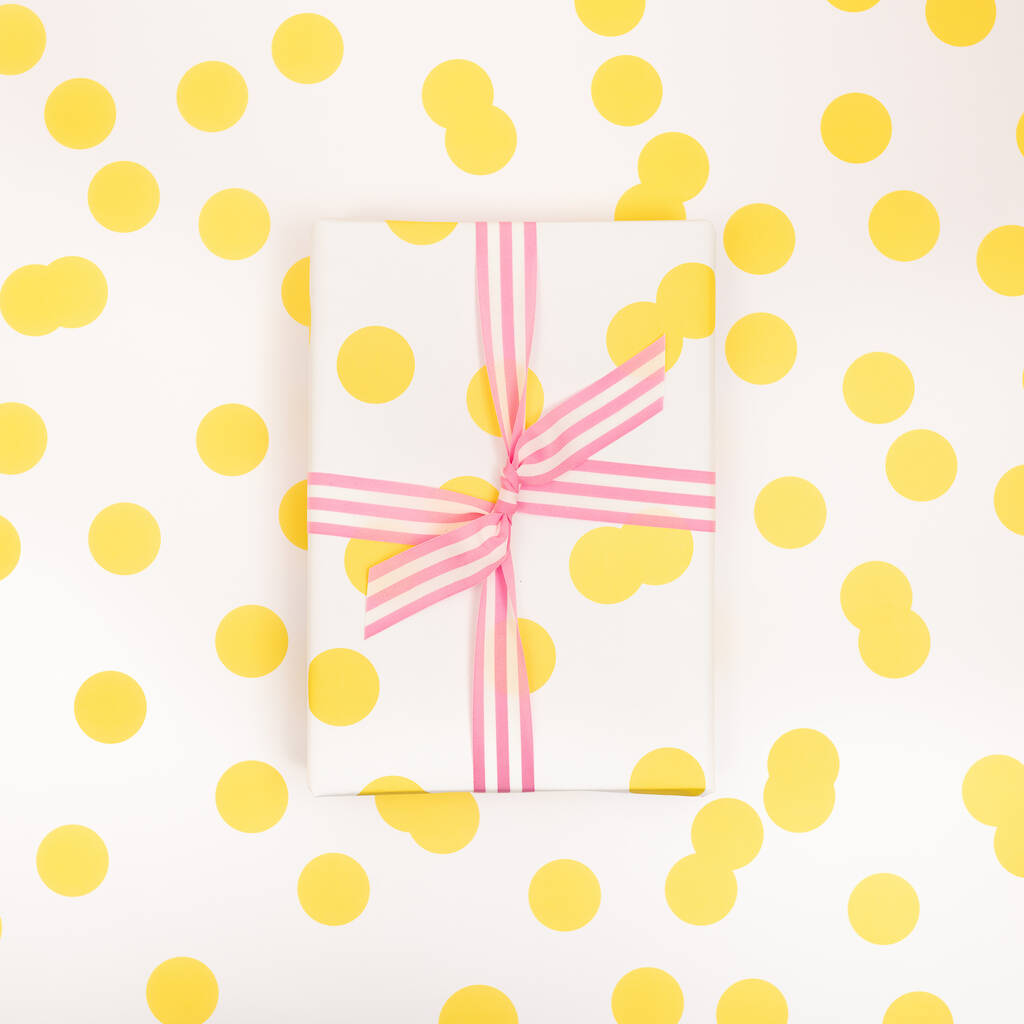 Luxury Polka Dot Wrapping Paper, Yellow, 1 of 7