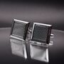 Silver Grey Square Cufflinks Luxury Mens Gift, thumbnail 1 of 6
