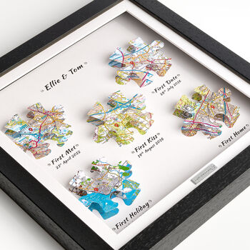 Five Personalised Jigsaw Maps Framed Print, 2 of 10