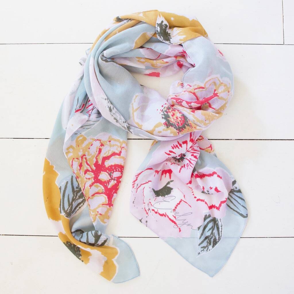 Personalised Lightweight Floral Peony Scarf By Lisa Angel ...