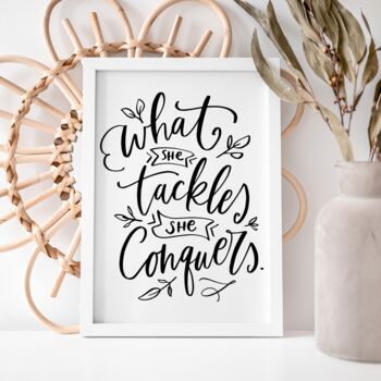 What She Tackles She Conquers Motivational Foil Print, 4 of 5