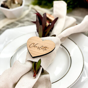 Personalised Engraved Wood Heart Place Name Setting, 7 of 9