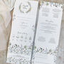 Periwinkle Wreath Concertina Wedding Invitations With Integrated RSVP, thumbnail 5 of 7