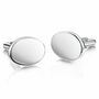 Solid Silver Oval Cufflinks – Classic | Groom's Party Wedding Gift, thumbnail 1 of 5