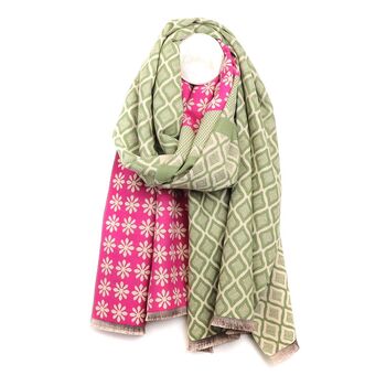 Pink And Green Reversible Super Soft Scarf, 2 of 5
