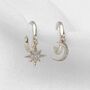 Gold Or Silver Eid Star And Moon Hoop Earrings, thumbnail 1 of 9