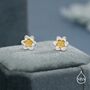 Sterling Silver Water Lily Stud Earrings With Gold Tone Centre, thumbnail 4 of 11