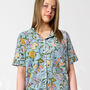 Pale Blue Floral 100% Cotton Ladies Pyjama Short Set, thumbnail 5 of 12
