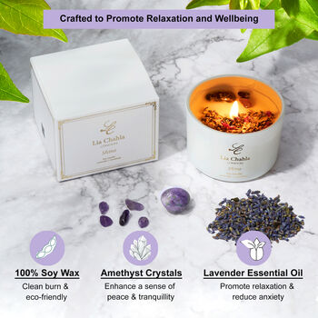 Luxury Lavender Soy Candle With Amethyst Crystals Travel Size, 8 of 10