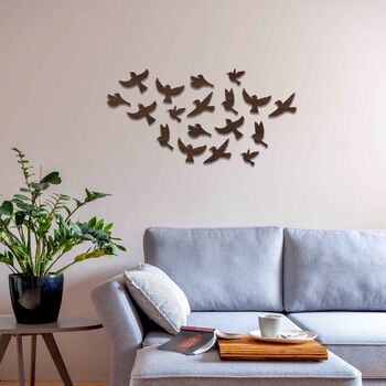 Wooden Flying Birds Flock Wall Decor For Modern Homes, 4 of 12