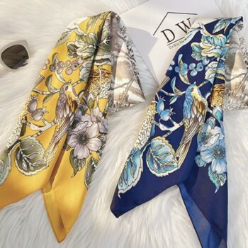 Floral Flower Yellow And Blue Scarf, 3 of 6