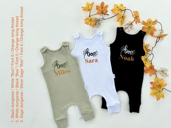 Baby Halloween Personalised Baby Dungarees Romper | Baby Costume, 2 of 7