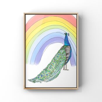 Peacock And Rainbow Art Print, 2 of 3