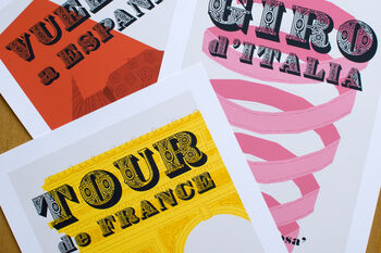 Grand Tour Cycling Posters, Set Of Three Cycling Prints, 6 of 9