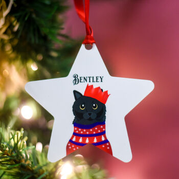 Personalised Party Cat Christmas Tree Decoration, 5 of 12