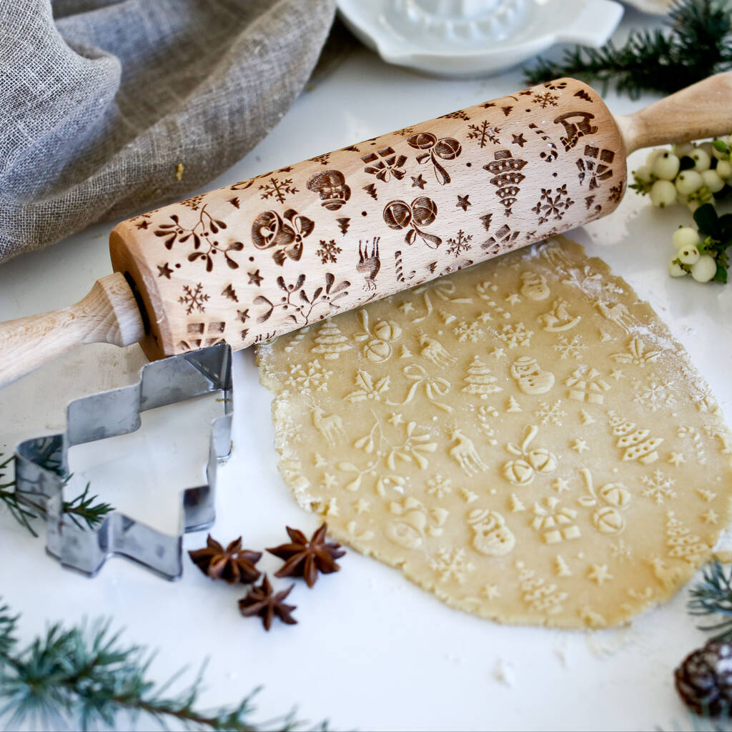Christmas Embossing Rolling Pin, 1 of 3