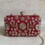 Red Handcrafted Raw Silk Clutch Bag, thumbnail 3 of 10