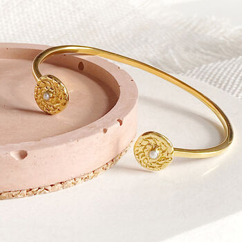 Pearl Disc Gold Vermeil Cuff Bracelet, 5 of 8