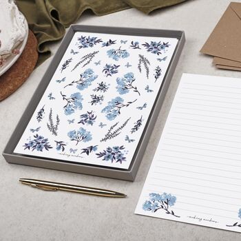 Double Sided A5 Writing Paper With Blue Flowers, 4 of 5