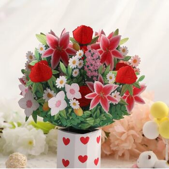 Pop Up 3D Valentines Heart Bouquet, 2 of 5