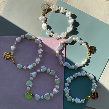 Handmade Freshwater Pearl Star / Moon / Heart Bracelets, 6 of 9