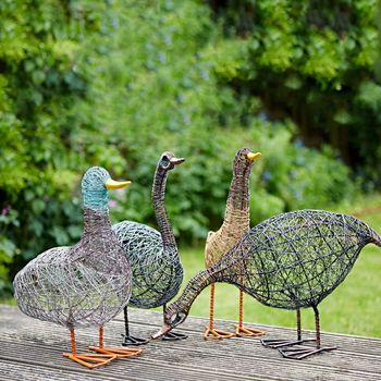 Handcrafted Wire Anka Drinking Duck Garden Ornament, 5 of 5