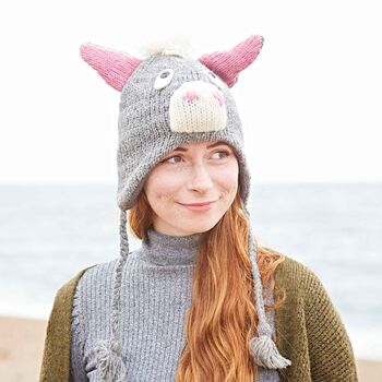 Donkey Hand Knitted Woollen Animal Hat, 5 of 5